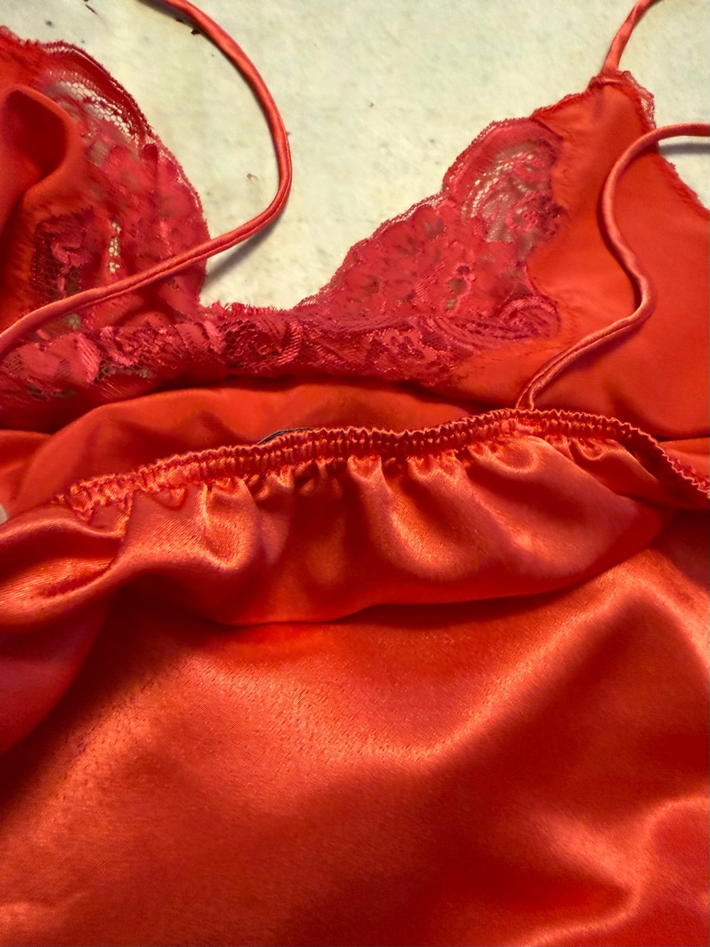 Vintage Faye red night gown dress Old Hollywood. L - Picture 8 of 10